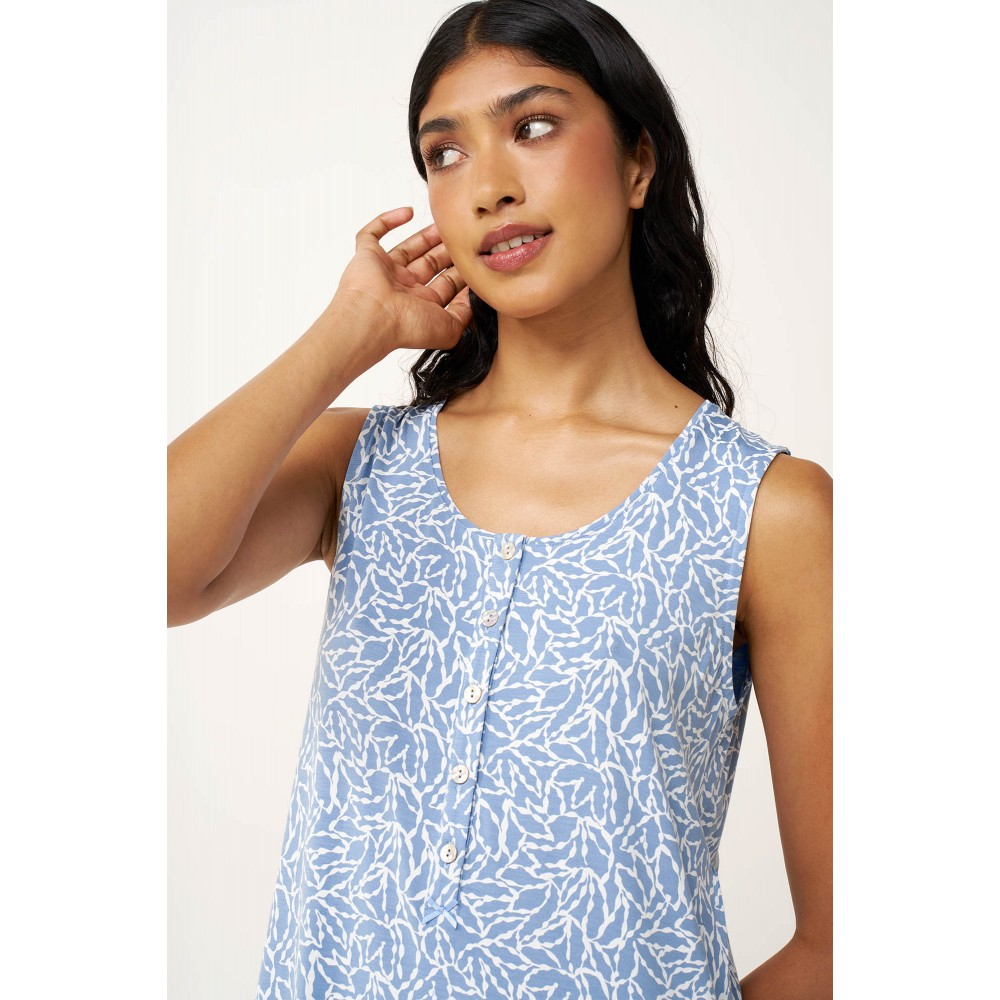 VAMP 24091, Γυναικείο Αμάνικο Νυχτικό Micromodal με πατιλέτα, BLUE RAIN