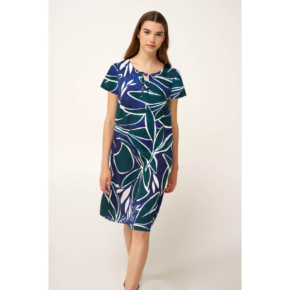 VAMP 24414, Γυναικείο Καλοκαιρινό Φόρεμα Κοντό Μανίκι Βισκόζ, BLUE PRINT