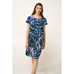 VAMP 24414, Γυναικείο Καλοκαιρινό Φόρεμα Κοντό Μανίκι Βισκόζ, BLUE PRINT