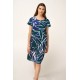VAMP 24414, Γυναικείο Καλοκαιρινό Φόρεμα Κοντό Μανίκι Βισκόζ, BLUE PRINT