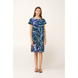 VAMP 24414, Γυναικείο Καλοκαιρινό Φόρεμα Κοντό Μανίκι Βισκόζ, BLUE PRINT