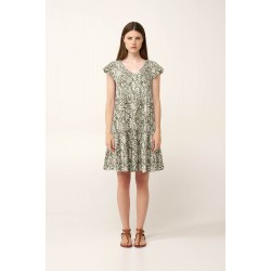 VAMP 24444, Γυναικείο Καλοκαιρινό Φόρεμα Αμπίρ Βισκοζ , GREEN IVY