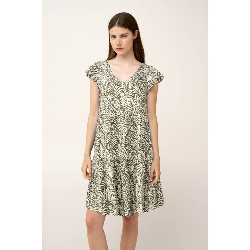 VAMP 24444, Γυναικείο Καλοκαιρινό Φόρεμα Αμπίρ Βισκοζ , GREEN IVY