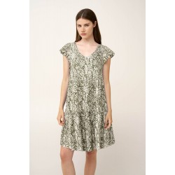 VAMP 24444, Γυναικείο Καλοκαιρινό Φόρεμα Αμπίρ Βισκοζ , GREEN IVY