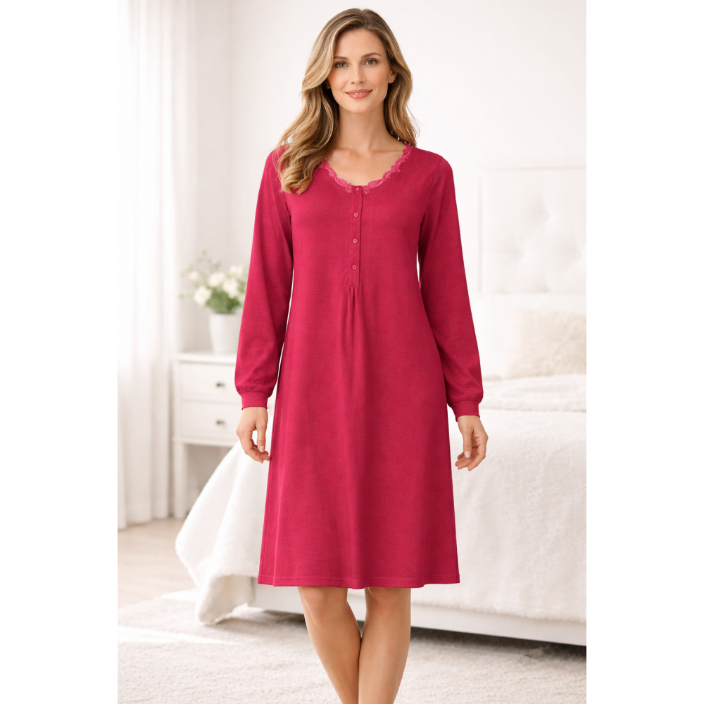 Νυχτικό Vamp 4705 από μοντάλ και βαμβάκι, με μανσέτα και βαθιά πατιλέτα