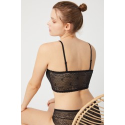 Strapless φάσα δαντέλα Ysabel Mora 10036 με αποσπώμενες τιράντες ΜΑΥΡΟ