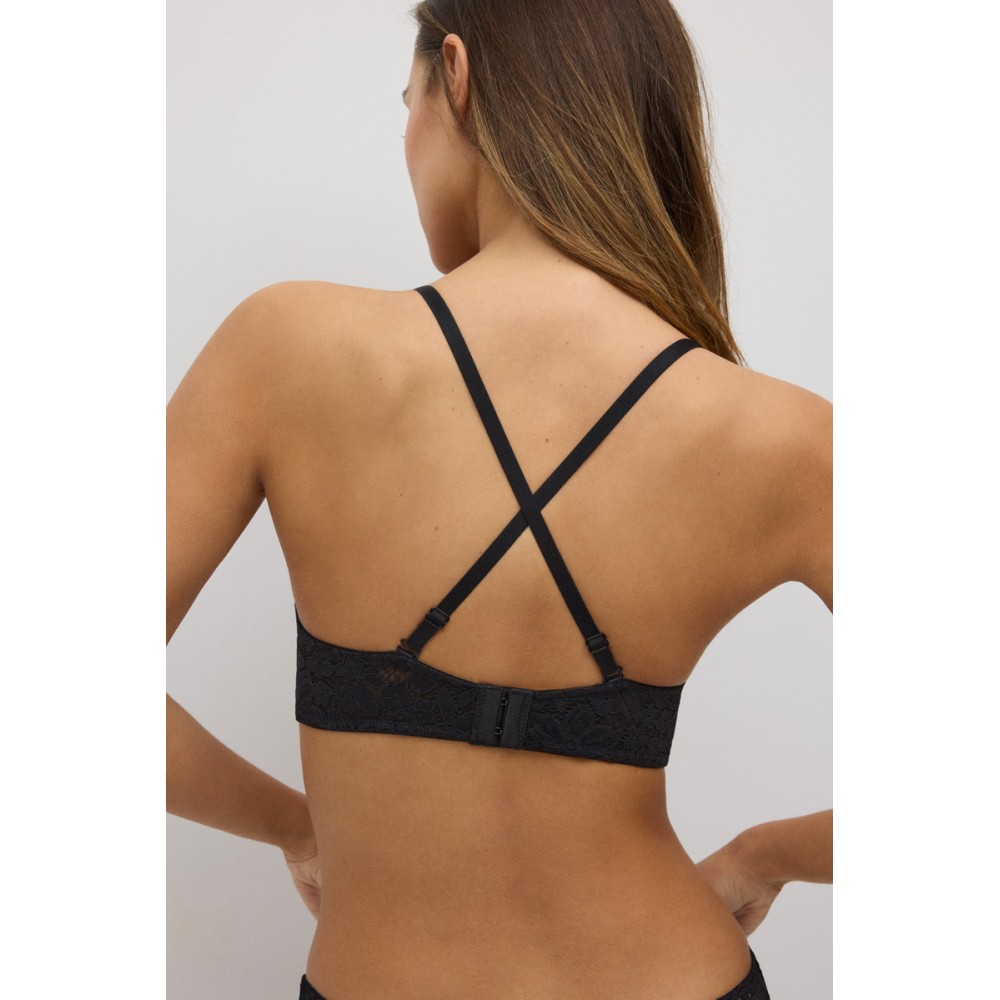 Ysabel Mora Y10747-BLK, Γυναικείο Σετ Push Up και Στρινγκ Κυλοτάκι, ΜΑΥΡΟ