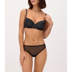 Ysabel Mora Y10838, Γυναικείο Σετ Σουτιεν Push Up και κυλοτάκι String, ΜΑΥΡΟ