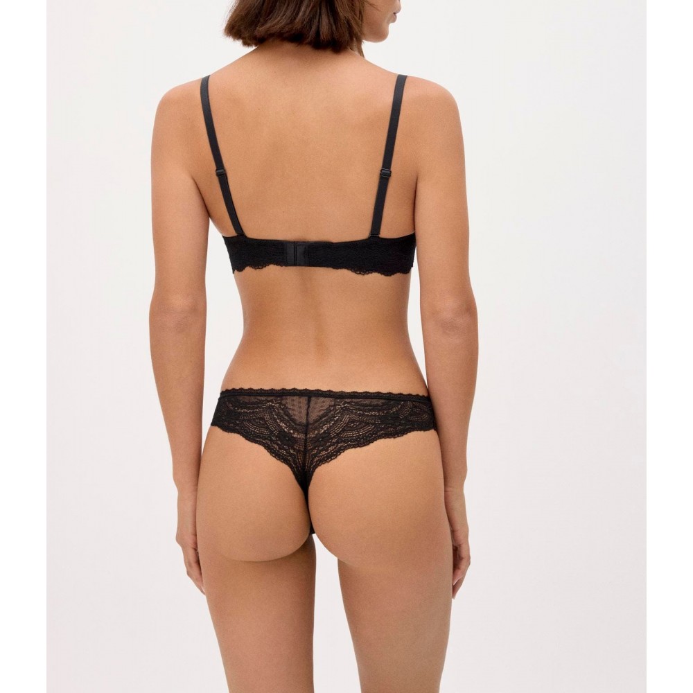 Ysabel Mora Y10838, Γυναικείο Σετ Σουτιεν Push Up και κυλοτάκι String, ΜΑΥΡΟ