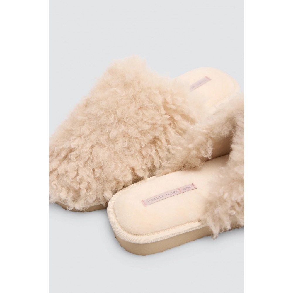 Ysabel Mora Y14206, Γυναικείες Παντόφλες με fluffy γούνα, ΜΠΕΖ